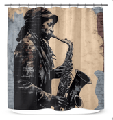 Saxophone Swagger Shower Curtain - Beyond T-shirts